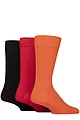 Mens 3 Pair Wildfeet Plain Bamboo Socks - Orange / Red / Black