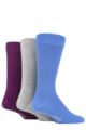 Mens 3 Pair Wild Feet Plain Bamboo Socks - Blue / Grey