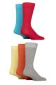 Mens 5 Pair SOCKSHOP Wildfeet Plain Bamboo Socks - Red / Blue / Grey / Orange / Yellow