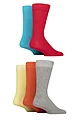 Mens 5 Pair SOCKSHOP Wildfeet Plain Bamboo Socks - Red / Blue / Grey / Orange / Yellow