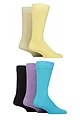Mens 5 Pair SOCKSHOP Wildfeet Plain Bamboo Socks - Yellow / Lime / Blue / Lilac / Navy