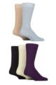 Mens 5 Pair SOCKSHOP Wildfeet Plain Bamboo Socks - Blue / Beige / Purple / Lime / Navy