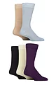 Mens 5 Pair SOCKSHOP Wildfeet Plain Bamboo Socks - Blue / Beige / Purple / Lime / Navy