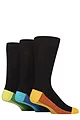 Mens 3 Pair SOCKSHOP Wildfeet Patterned Spots and Stripes Bamboo Socks - Footbed Orange / Blue / Green