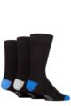 Mens 3 Pair SOCKSHOP Wildfeet Patterned Spots and Stripes Bamboo Socks - Black Blue / Grey / Blue Heel & Toe