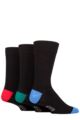 Mens 3 Pair SOCKSHOP Wild Feet Bamboo Patterned Spots and Stripes Bamboo Socks - Black Red / Green / Blue Heel & Toe