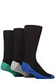 Mens 3 Pair SOCKSHOP Wildfeet Patterned Spots and Stripes Bamboo Socks - Footbed Blue / Grey / Green