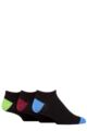 Mens 3 Pair SOCKSHOP Wildfeet Bamboo Trainer Socks - Black Blue / Burgundy / Green Heel & Toe