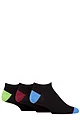 Mens 3 Pair SOCKSHOP Wildfeet Bamboo Trainer Socks - Black Blue / Burgundy / Green Heel & Toe