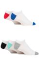 Mens 5 Pair SOCKSHOP Wild Feet Bamboo Trainer Socks - White Blue / Red /Grey / Mint / Navy Heel & Toe