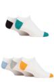 Mens 5 Pair SOCKSHOP Wild Feet Bamboo Trainer Socks - White Green / Navy / Orange / Grey / Blue Heel & Toe