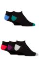 Mens 5 Pair SOCKSHOP Wild Feet Bamboo Trainer Socks - Black Grey / Green / Red / Blue / Purple Heel & Toe
