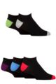 Mens 5 Pair SOCKSHOP Wild Feet Bamboo Trainer Socks - Black Purple / Blue / Red / Green / Grey Heel & Toe
