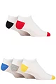 Mens 5 Pair SOCKSHOP Wildfeet Bamboo Trainer Socks - White Red Heel & Toe
