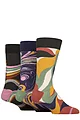 Mens 3 Pair SOCKSHOP Wildfeet Patterned Spots and Stripes Bamboo Socks - Marble Wave