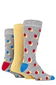 Mens 3 Pair SOCKSHOP Wildfeet Patterned Spots and Stripes Bamboo Socks - Light Grey Double Dot