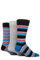 Mens 3 Pair SOCKSHOP Wildfeet Patterned Spots and Stripes Bamboo Socks - Black Stripes