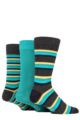 Mens 3 Pair SOCKSHOP Wild Feet Bamboo Patterned Spots and Stripes Bamboo Socks - Charcoal Stripes