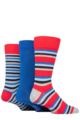 Mens 3 Pair SOCKSHOP Wildfeet Patterned Spots and Stripes Bamboo Socks - Grey Stripes