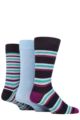 Mens 3 Pair SOCKSHOP Wildfeet Patterned Spots and Stripes Bamboo Socks - Navy Stripes