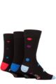 Mens 3 Pair SOCKSHOP Wildfeet Patterned Spots and Stripes Bamboo Socks - Black Spots