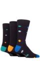 Mens 3 Pair SOCKSHOP Wildfeet Patterned Spots and Stripes Bamboo Socks - Navy Spots