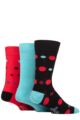 Mens 3 Pair SOCKSHOP Wildfeet Patterned Spots and Stripes Bamboo Socks - Black Multi Size Spots