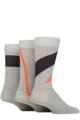 Mens 3 Pair SOCKSHOP Wildfeet Patterned Spots and Stripes Bamboo Socks - Shapes Grey / Navy / Orange