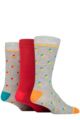 Mens 3 Pair SOCKSHOP Wildfeet Patterned Spots and Stripes Bamboo Socks - Square Spots Light Grey