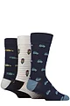 Mens 3 Pair SOCKSHOP Wildfeet Patterned Bamboo Socks - Cars