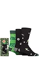 Mens 3 Pair SOCKSHOP Wildfeet Patterned Bamboo Socks in Gift Box - Football