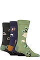 Mens 3 Pair SOCKSHOP Wildfeet  Patterned Novelty Occasion Bamboo Socks - Festival / Street Food