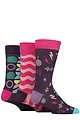 Mens 3 Pair SOCKSHOP Wildfeet  Patterned Novelty Occasion Bamboo Socks - Summer Rave