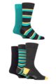 Mens 5 Pair SOCKSHOP Wild Feet Bamboo Spots and Stripes Socks - Charcoal Stripes