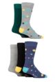 Mens 5 Pair SOCKSHOP Wild Feet Bamboo Spots and Stripes Socks - Grey Spots