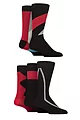 Mens 5 Pair SOCKSHOP Wildfeet Bamboo Patterned Socks - Shape Black / Red Grey