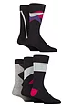 Mens 5 Pair SOCKSHOP Wildfeet Bamboo Patterned Socks - Shape Navy / Pink / Purple