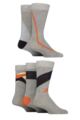 Mens 5 Pair SOCKSHOP Wildfeet Bamboo Patterned Socks - Shape Grey Navy / Orange