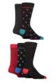 Mens 5 Pair SOCKSHOP Wildfeet Bamboo Patterned Socks - Square Spotty Black