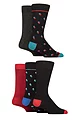 Mens 5 Pair SOCKSHOP Wildfeet Bamboo Patterned Socks - Square Spotty Black