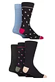 Mens 5 Pair SOCKSHOP Wildfeet Bamboo Patterned Socks - Square Spotty Navy