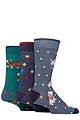 Mens 3 Pair SOCKSHOP Wildfeet Gift Boxed Novelty Christmas Patterned  Bamboo Socks - Dogs & Lights