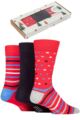 Mens 3 Pair SOCKSHOP Wild Feet Gift Boxed Bamboo Socks - Red