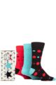 Mens 3 Pair SOCKSHOP Wildfeet Star Gift Boxed Bamboo Socks - Assorted Spots