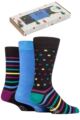 Mens 3 Pair SOCKSHOP Wild Feet Gift Boxed Bamboo Socks - Black