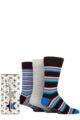 Mens 3 Pair SOCKSHOP Wildfeet Star Gift Boxed Bamboo Socks - Assorted Stripes