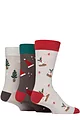 Mens 3 Pair SOCKSHOP Wildfeet Gift Boxed Novelty Christmas Patterned  Bamboo Socks - Xmas Trees & Pudding