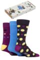 Mens 3 Pair SOCKSHOP Wild Feet Tree Gift Boxed Bamboo Socks - Navy / Blue / Purple