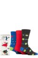 Mens 3 Pair SOCKSHOP Wildfeet Tree Gift Boxed Bamboo Socks - Assorted Spots