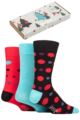 Mens 3 Pair SOCKSHOP Wildfeet Tree Gift Boxed Bamboo Socks - Black / Green / Red